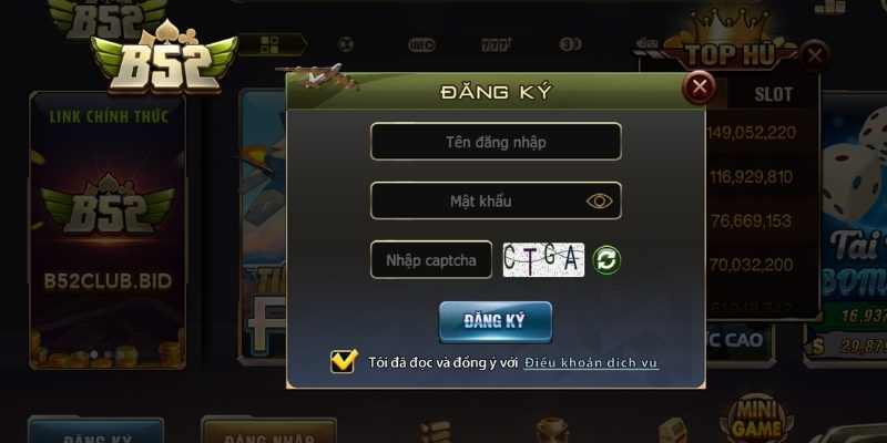 Điền thông tin đăng ký B52